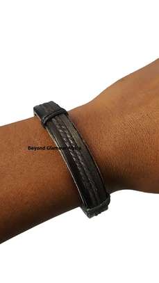 Mens Golden watch and leather bracelet image 2