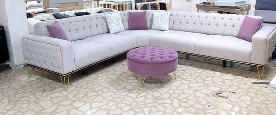 Seven seater three piece sectional couch/pouf image 1
