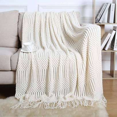 Knitted throw blankets with tassel image 5