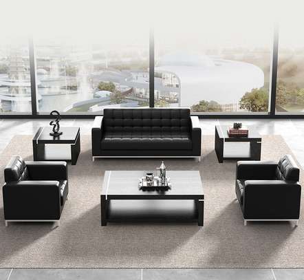 Modern Leather Sofa for Office, Lobby, and Reception image 3