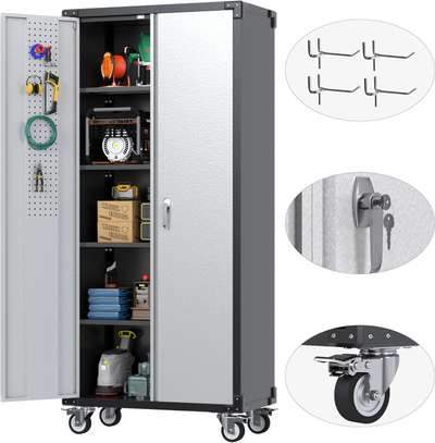 2-Door Metal Cabinet with Lockable Storage image 1