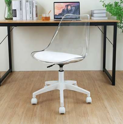 Office Chair : Transparent Swivel Home Study Chair image 1