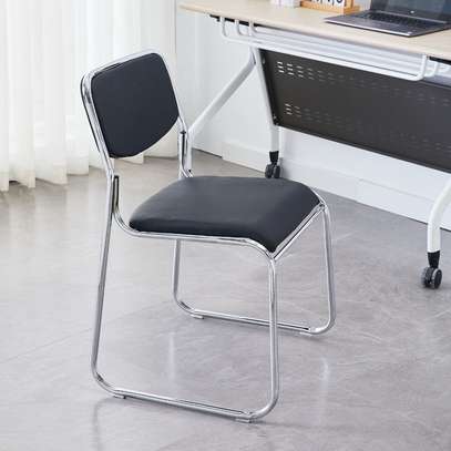 Stackable Leather Office Chairs – Chrome Metal Frame image 2