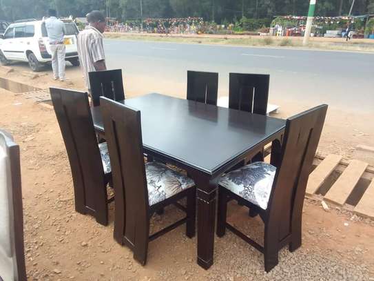 6 Seater Dining Table Sets - Mahogany Framed image 1