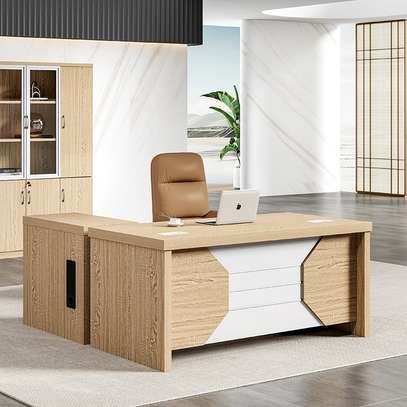 Modern Wooden Panel Desk and Chair Combo image 3