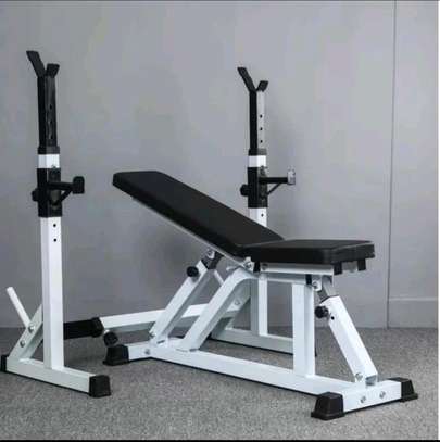 Strong semi commercial adjustable bench with squat rack image 1