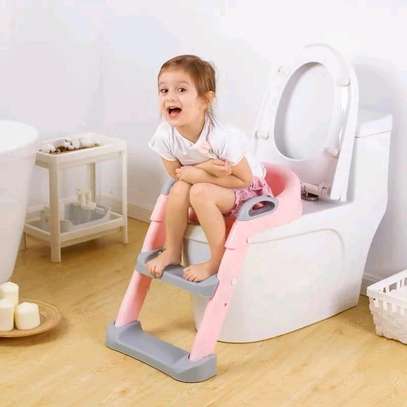 Baby potty training toilet seat with ladder image 1