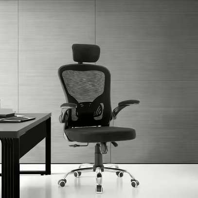 Mesh High-Back Chair with Flip-Up Armrests image 1