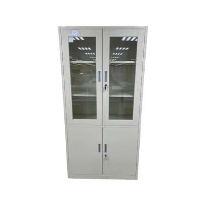 Lockable 2-Door Glass-Fronted Steel Cabinet image 1