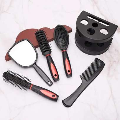 6pcs/set professional hair brushes with stand image 1