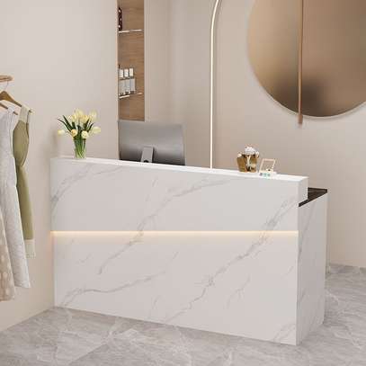 Reception Desk: Rectangular Reception Desk with Hutch image 1