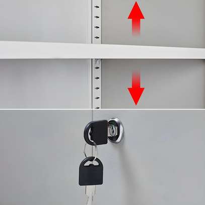 Modern Steel Filing Cabinet with Lock & Glass Doors image 4