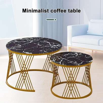 Nesting Coffee Table: 2-in-1 Marble Top, Gold Frame image 4
