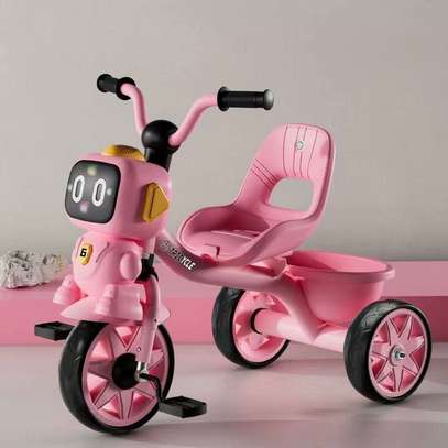 Kids Tricycle Blue Yellow with Back Support & Basket image 2