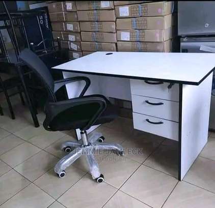 Computer adjustable office chair with a table image 1