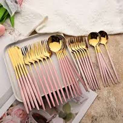 Elegant Gold Cutlery Table Setting with White Porcelain image 6