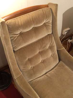 Large Armchair with Wood and Velvet Accents image 3
