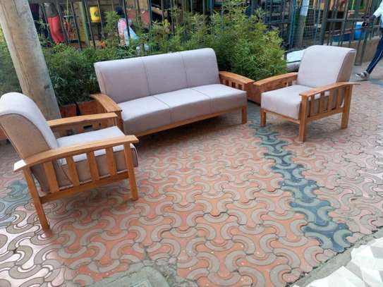 Sofa; 5 Seater Wooden Armrest Outdoor Resting Sofas image 2