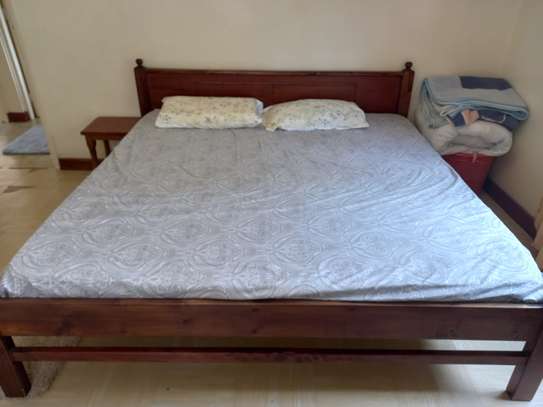 KING size Wooden bed with Mattress image 1