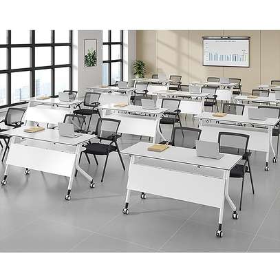 Foldable Seminar Table With Lockable Wheels image 5