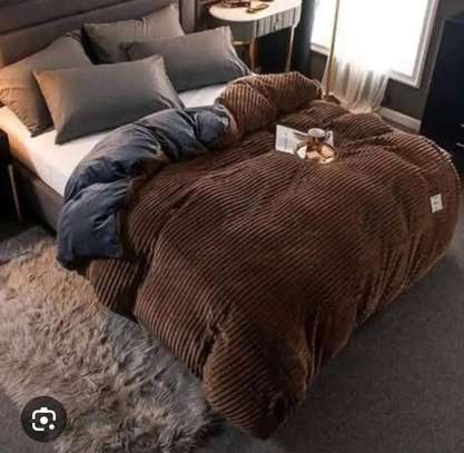 Velvet Duvet Bedding Set Queen Ribbed Texture Size 6*7 image 2