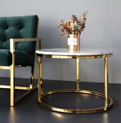 Coffee Table : Modern Metal Base Marble Top Coffee image 4