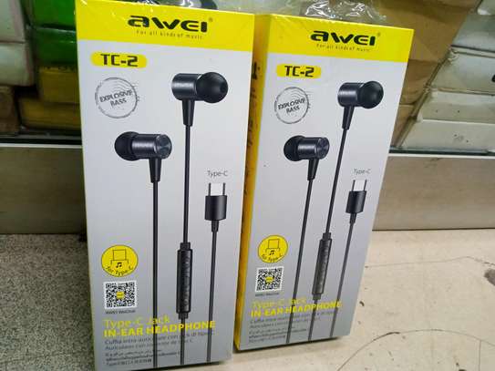 AWEI TC-2 Bass Sound Earphone In-Ear Sport Earphones With mic Headset Type-C Phone image 1
