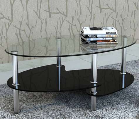 Luxury Two-Tier Oval Glass Home Office Coffee Table image 4