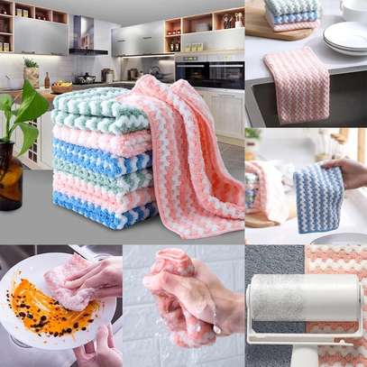 4 Pcs Coral Dish Cloth Velvet, Hand Towel image 1