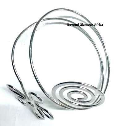Womens Silver armlet with hoop earrings image 3