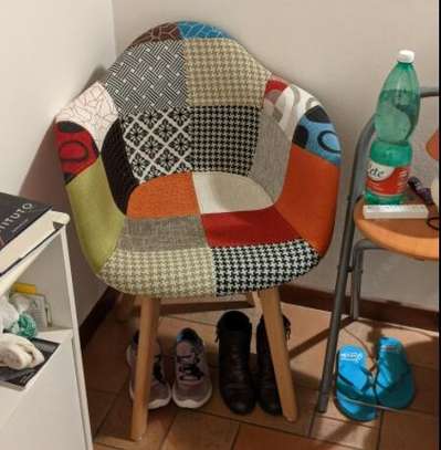 Modern Fabric Dining Chair with Wooden Legs image 1