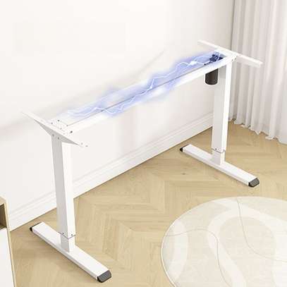 Office Desk: White Adjustable Height Computer Work Desk image 2