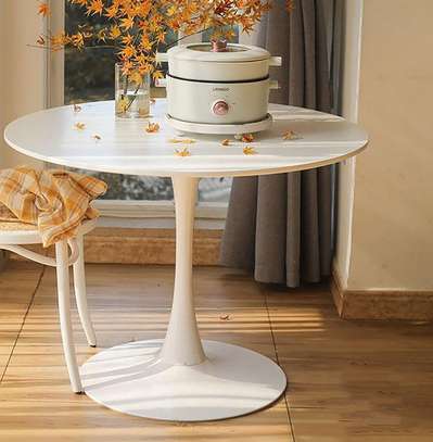 Office Table: White Circular Modern Dining Table image 1