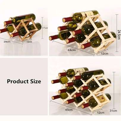 Foldable10 Slot wooden wine bottle rack image 3