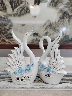 Nordic ceramic swan ornament image 2