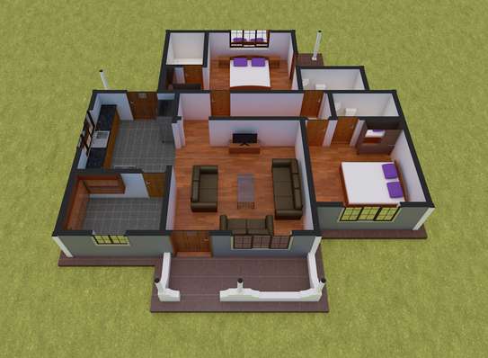 A Two Bedroom Bungalow Plan image 3