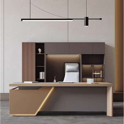 L-Shaped Computer Desk; 2M with Storage Shelves & Drawers image 8