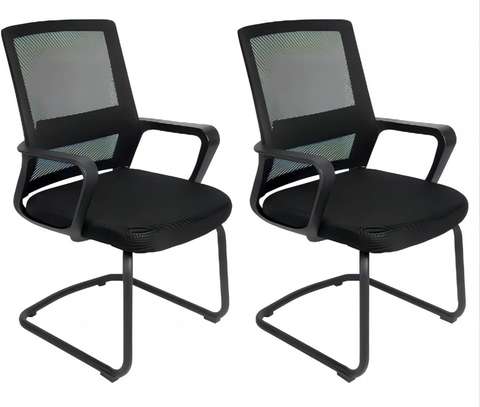 Office Chair: Cantilever Mesh Visitor Waiting Seat image 2