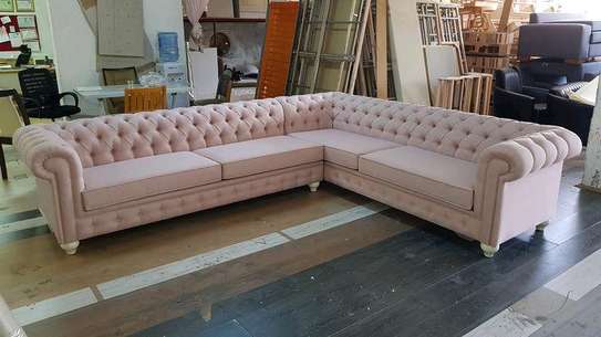 Latest peach six seater chesterfield sofa set image 1