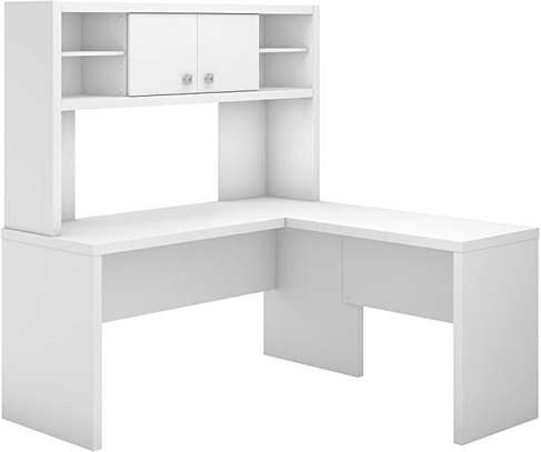 L shaped customized Home office desk with a side shelf image 5