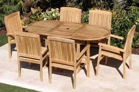 Mahogany /Mvule outdoors dining table and chairs image 8