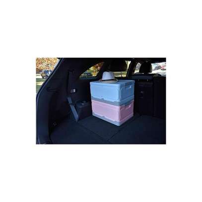 Foldable storage box  with lid home organizer -Large pink image 5
