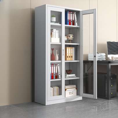 Office Cabinet: 2 Door Sleek Full Front Glass Cabinet image 1