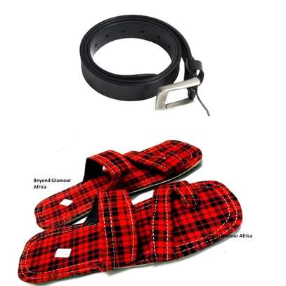 Maasai Printed sandals and leather belt image 1