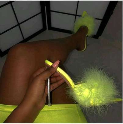 *Fancy Fur Heels*
 *Size:* _36 37 38 39 40 41_ 
 *Price:* _*2500*_
 *Note*: _( _designs available in velvet and  smooth versions_ ) all 3 inches *Small fitting* image 1