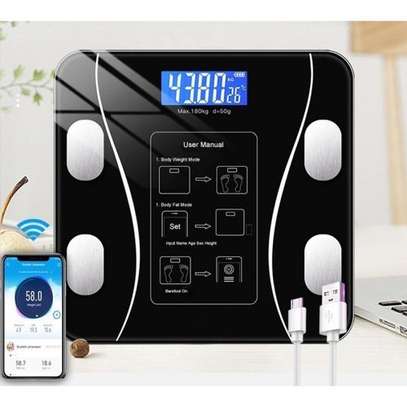 Bluetooth Rechargeable Smart Body Fat Scale - Black image 1