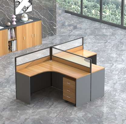 Office Workstation: 2-Person Curved Workstation image 1