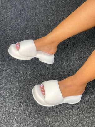 Women fashion faux open toe slides image 2