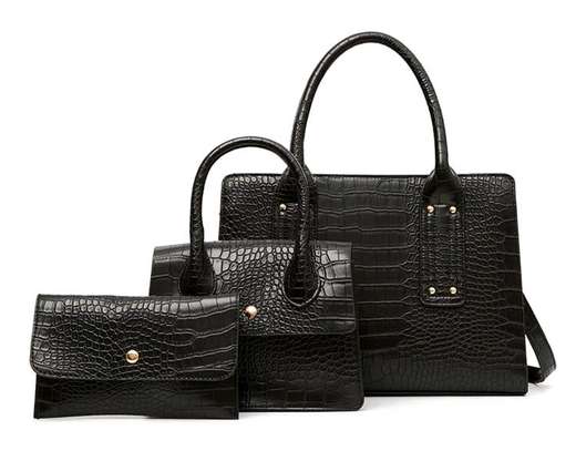 3 in 1 quality ladies handbags (black) image 1