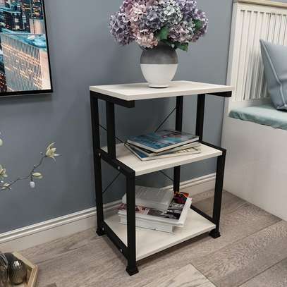 Wooden Side Table: 3-tier Stand, Printer & Desk Organizer image 5